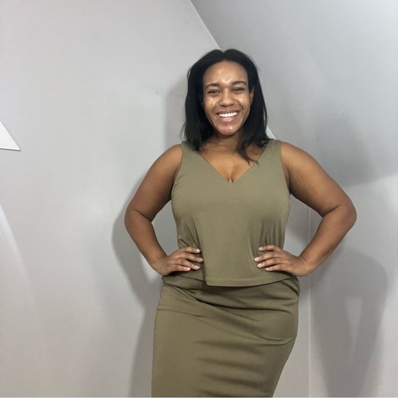 NWT Ralph Lauren Khaki Green Jersey Knit Comfortable Neutral Career Summer Dress - Picture 15 of 16